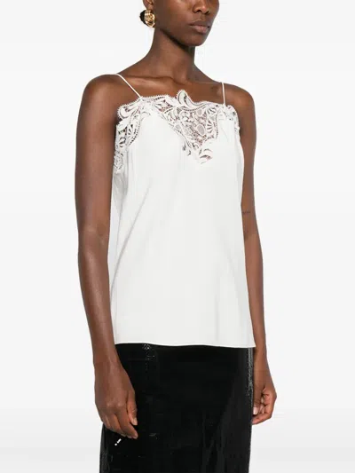 Ferragamo Top In Crepe Bianco Donna In White