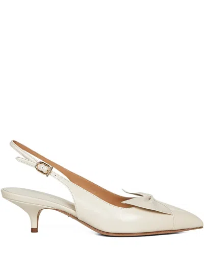 Ferragamo Women Ivory Nappa Leather Bow Slingback Pumps In White