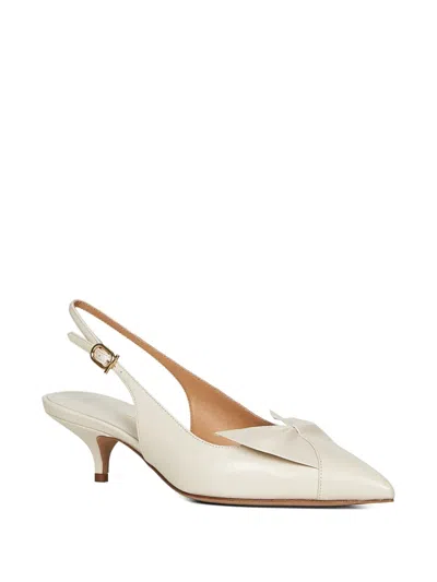 Ferragamo Women Ivory Nappa Leather Bow Slingback Pumps In White