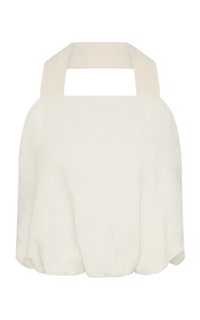 St Agni Cropped Silk-blend Halter Top In Neutral