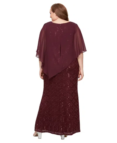 Sl Fashions Plus Size Beaded Popover Gown In Burgundy