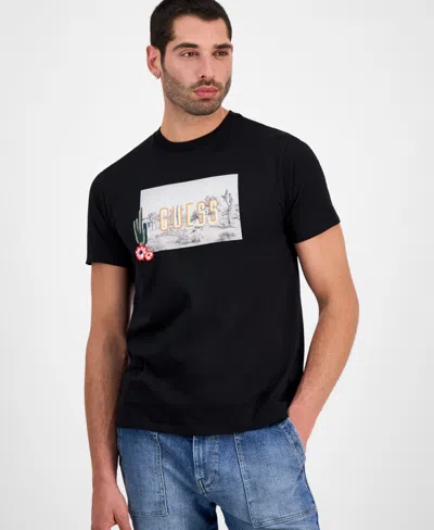 Guess Men's Cactus Garden Short Sleeve Logo Graphic T-shirt In Black