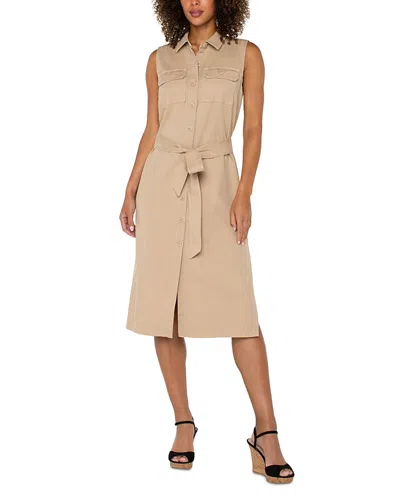Liverpool Los Angeles Sleeveless Shirtdress In Neutral