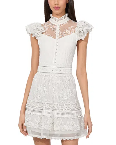 Alice And Olivia Vernita Embroidered Mock Neck Sweater In White