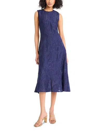 Luxely Jacquard Midi Dress In Blue