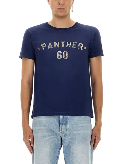 Valentino Panther Graphic Print Crew Neck T-shirt In Blue