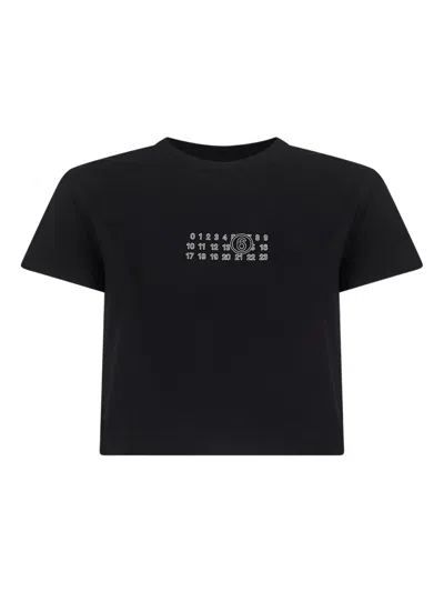 Mm6 Maison Margiela Crop T-shirt With Number Graphics