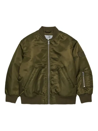Mm6 Maison Margiela Logo-appliqué Bomber Jacket In Green