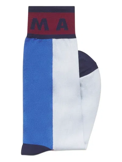 Marni Womens Inb11 Colour-block Cotton-blend Mid-calf Socks In Multi