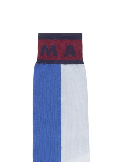 Marni Womens Inb11 Colour-block Cotton-blend Mid-calf Socks In Multi