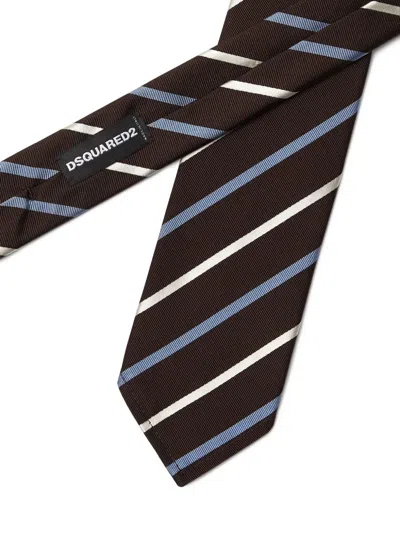 Dsquared2 Striped Tie In Brown
