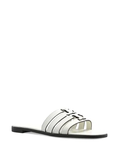 Tory Burch Ines Strappy Leather Flat Sandals In White