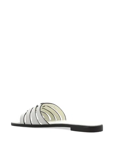 Tory Burch Ines Strappy Leather Flat Sandals In White