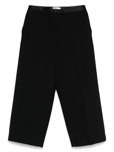 Khaite Wide-leg Cropped Trousers In Black