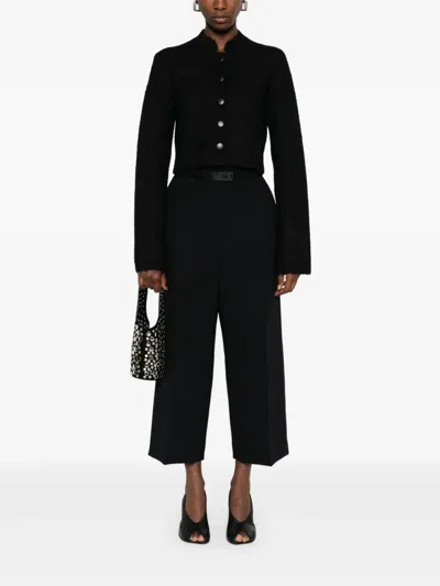 Khaite Wide-leg Cropped Trousers In Black