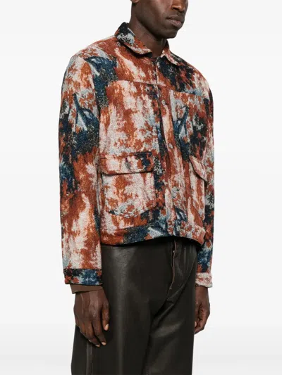 抽象印花衬衫式夹克