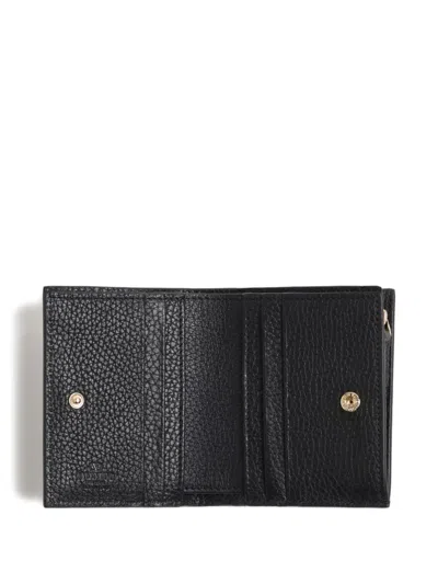Valentino Garavani Rockstud Grainy Leather Flap Wallet Accessories In Black