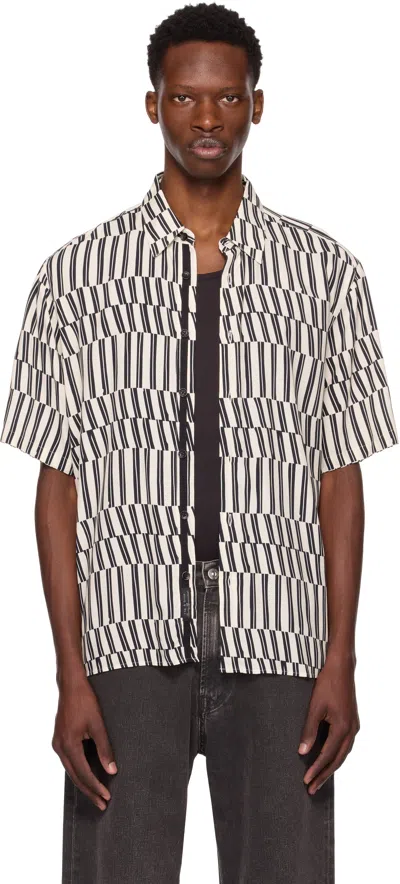 Rag & Bone White & Navy Dalton Printed Shirt In Neutral