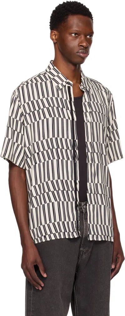 Rag & Bone White & Navy Dalton Printed Shirt In Neutral