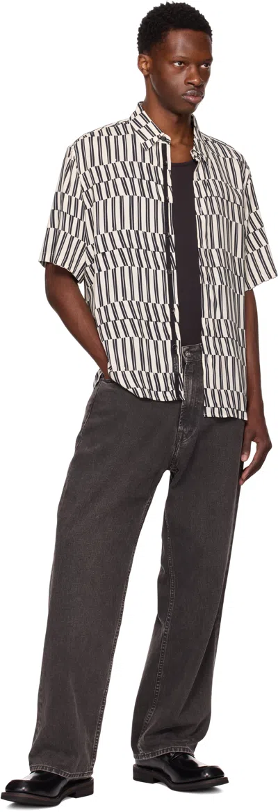 Rag & Bone White & Navy Dalton Printed Shirt In Neutral