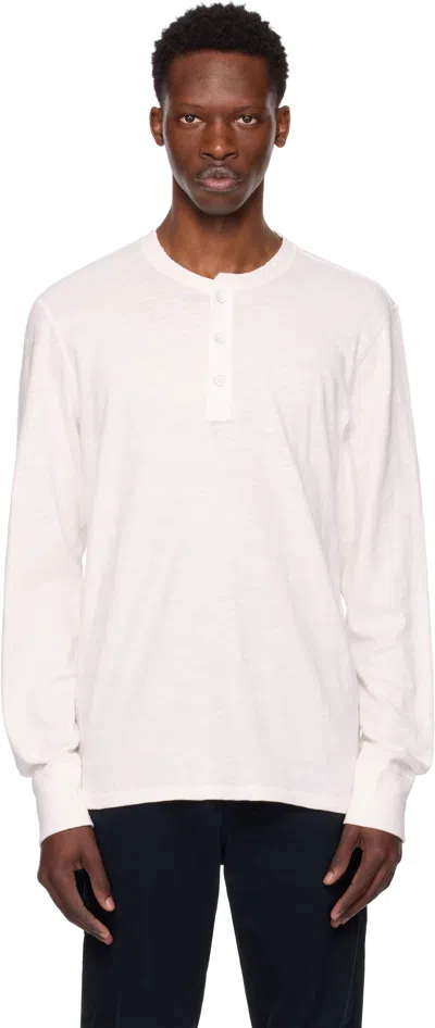 Rag & Bone White Classic Flame Henley In White
