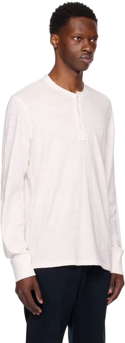Rag & Bone White Classic Flame Henley In White