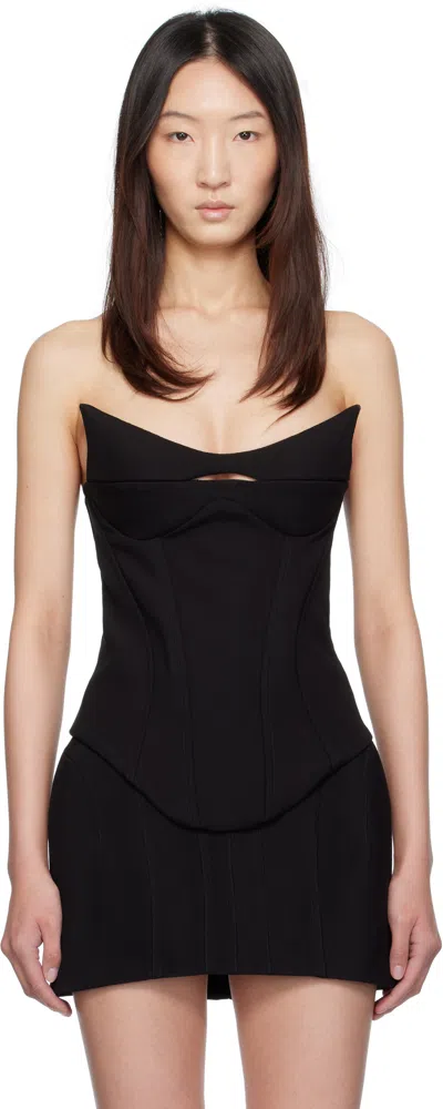 Mugler Sleeveless Corset Top Cut-out Detailing In Black