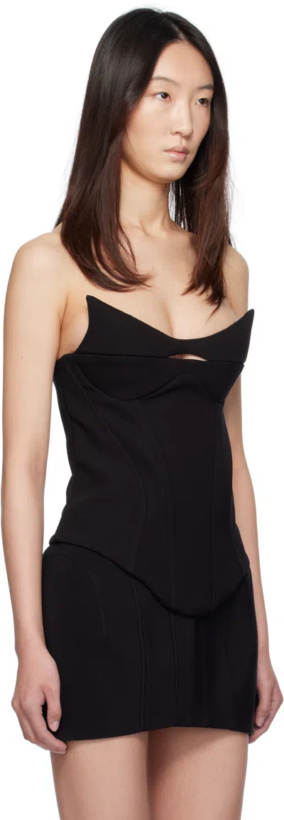 Mugler Sleeveless Corset Top Cut-out Detailing In Black