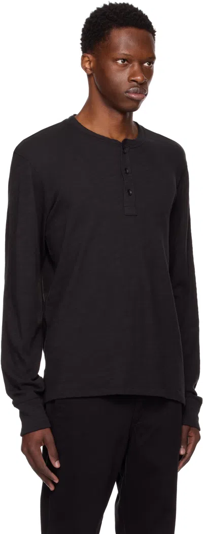 Rag & Bone Black Classic Flame Henley In Black