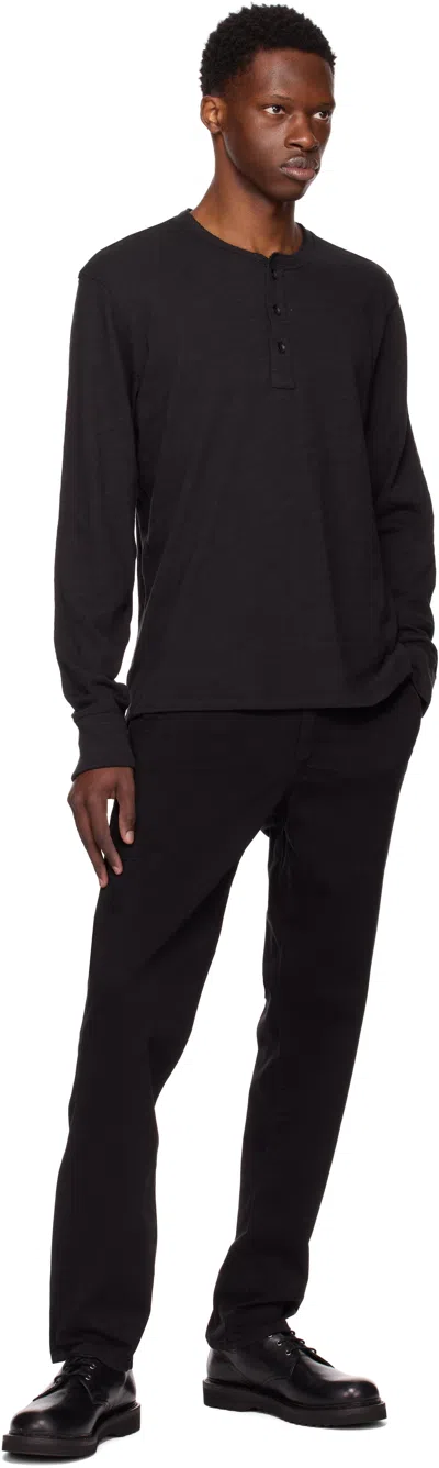 Rag & Bone Black Classic Flame Henley In Black