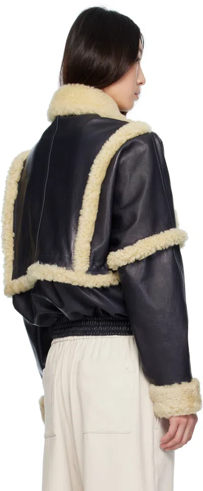 Magda Butrym Leather Jacket With Unique Fur Insert