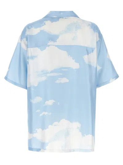 Moschino Cloud Print Silk Shirt In Blue