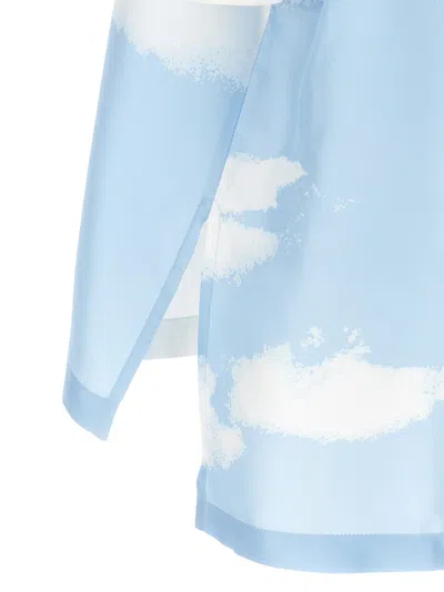 Moschino Cloud Print Silk Shirt In Blue