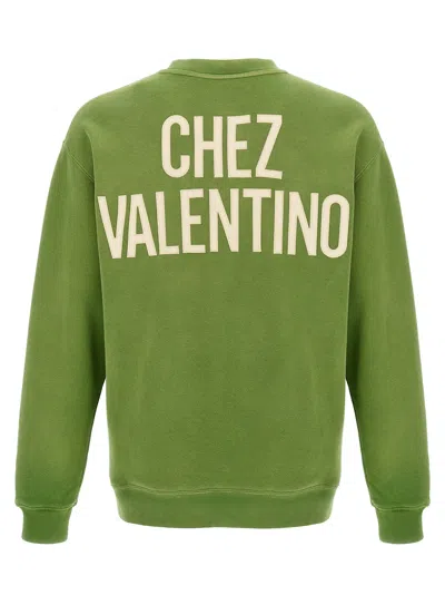Valentino Cotton S Graphic Print Sweater In Green