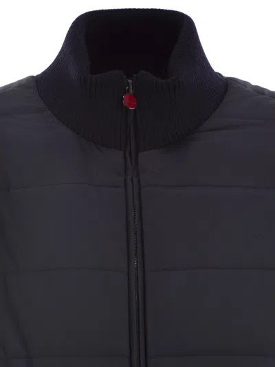 Kiton Technical Fabric Bomber Jacket In Blue