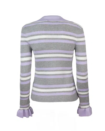 Self-portrait Self Portrait Maglia Grey Stripe Rib In Multi