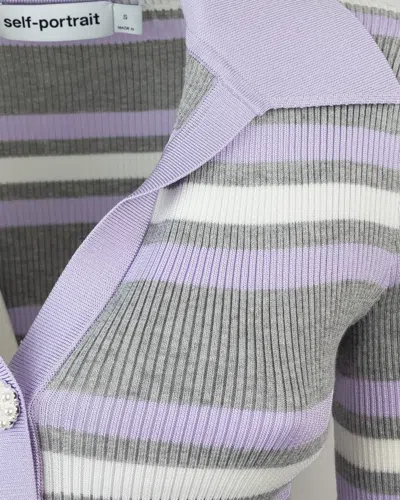 Self-portrait Self Portrait Maglia Grey Stripe Rib In Multi