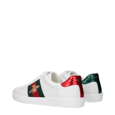 Gucci Mens Bianco Verd Ace Bee-embroidered Leather Low-top Trainers In White
