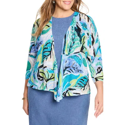 Nic + Zoe Nic+zoe Island Beat 4-way Linen Blend Cardigan In Blue