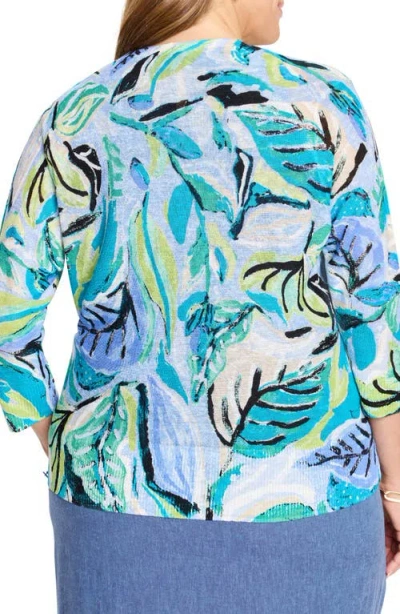 Nic + Zoe Nic+zoe Island Beat 4-way Linen Blend Cardigan In Blue