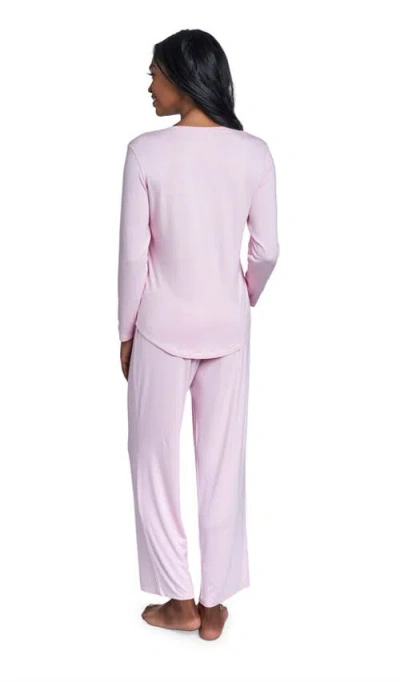 Everly Grey Maternity Laina Top & Pants /nursing Pajama Set In Pink