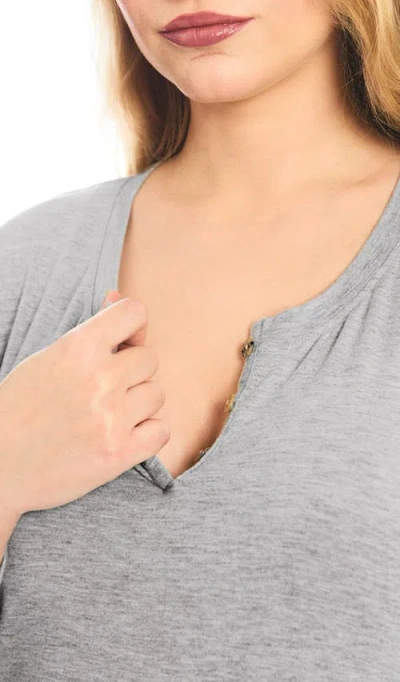 Everly Grey Laina During & After 2-piece Maternity/nursing Sleep Set In Gray