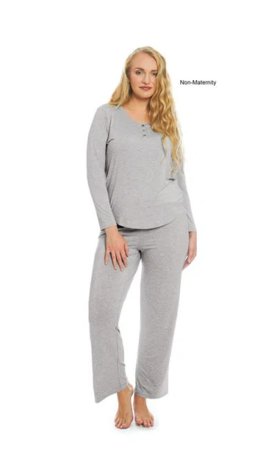 Everly Grey Laina During & After 2-piece Maternity/nursing Sleep Set In Gray