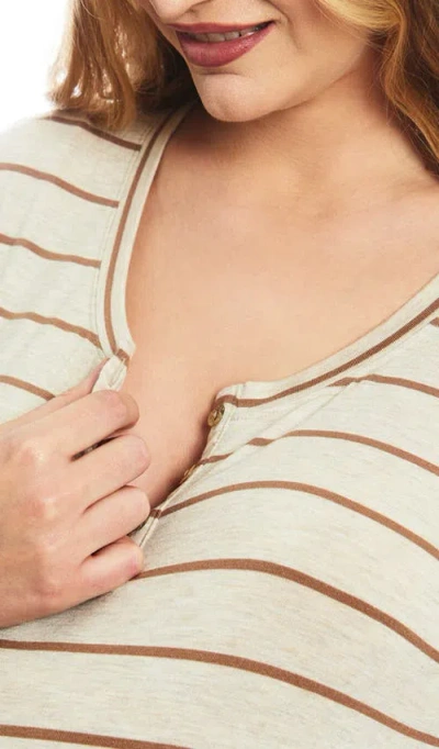 Everly Grey Laina During & After 2-piece Maternity/nursing Sleep Set In Neutral