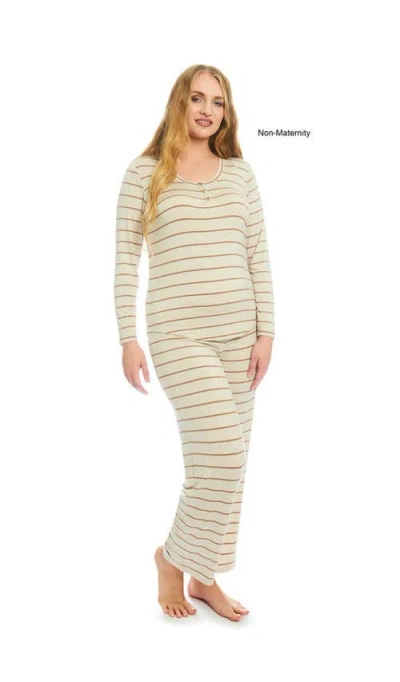 Everly Grey Laina During & After 2-piece Maternity/nursing Sleep Set In Neutral