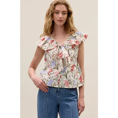 Rebecca Taylor Acosanti Floral Top In Ivory Multi