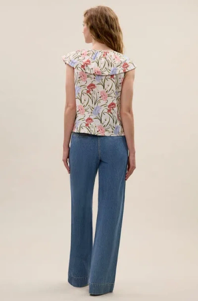 Rebecca Taylor Acosanti Floral Top In Ivory Multi