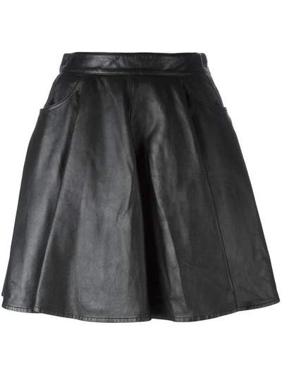 Jeremy Scott Leather Skirt In Black