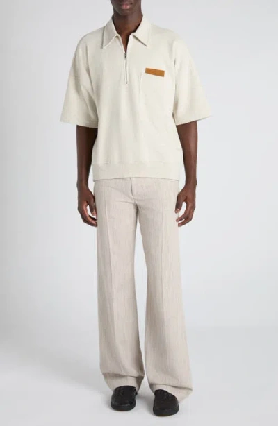 Bottega Veneta Polo In Cotone Sabbia Melangè  Uomo In Neutral
