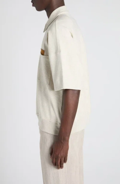 Bottega Veneta Polo In Cotone Sabbia Melangè  Uomo In Neutral